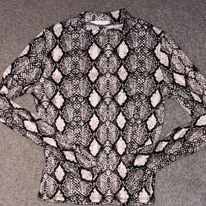 Caution To The Wind Black and White Snake Print Long Sleeve Top